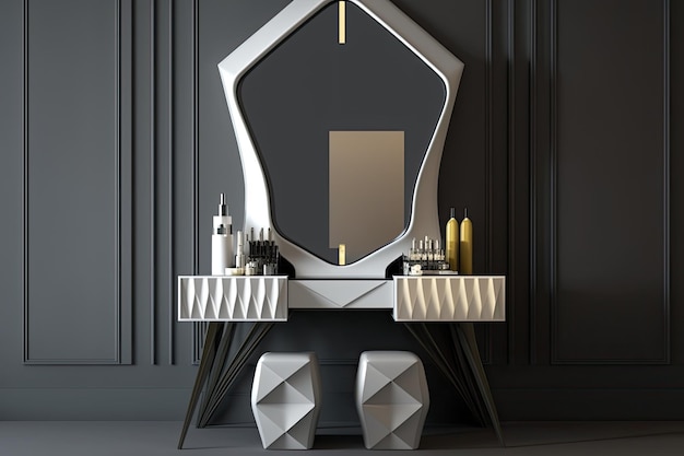 Photo a modern dressing table with sleek lines and minimalist design created with generative ai