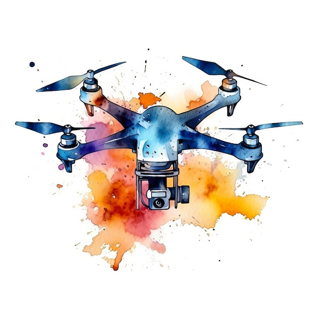 Modern drone device square illustration