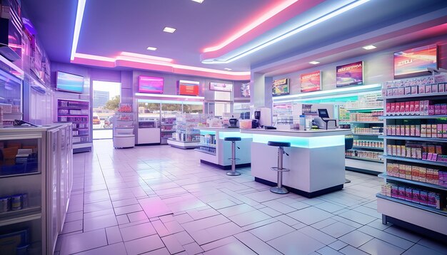 Modern drugstore interior design pharmacy photoshoot futuristic concept