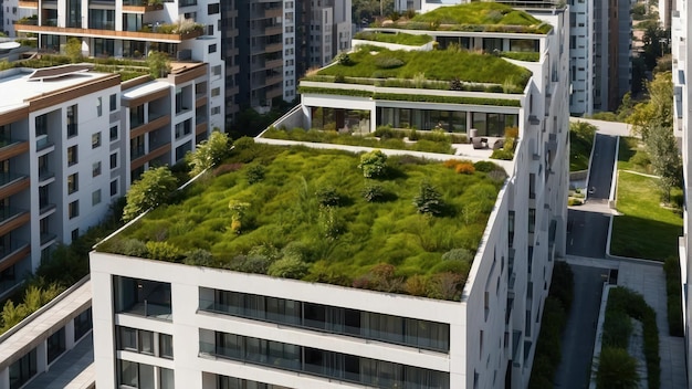 Photo modern eco friendly architecture with green roof