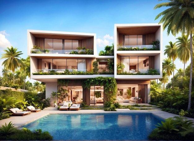 Modern ecofriendly palm grove estates residences
