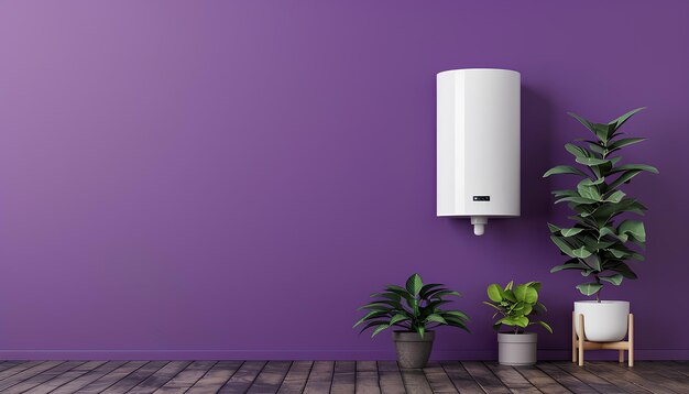紫色の壁の近代的な電気ボイラー