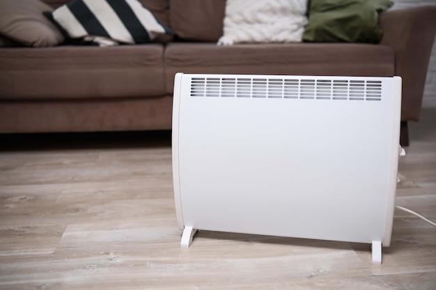 modern electric heater positioned in a cozy living room setting for enhanced comfort and style