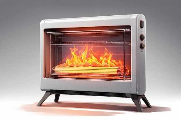 Modern electric infrared heater in fire ai generative