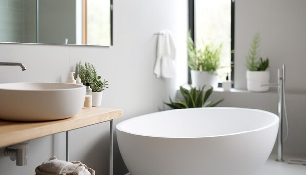 Современная элегантность в чистой удобной ванной комнате с мраморным полом, созданным искусственным интеллектом