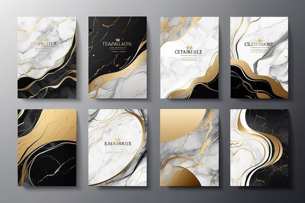 Photo modern elegant cover design set luxury fashionable background with abstract digital marble pattern