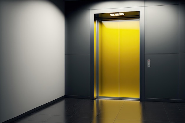 Photo modern elevator door standing on the ground floor of the business center