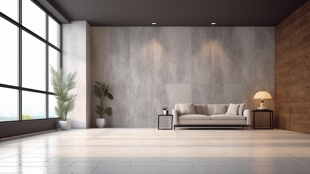 Современный дизайн интерьера пустой гостиной и текстура стен Generative AI