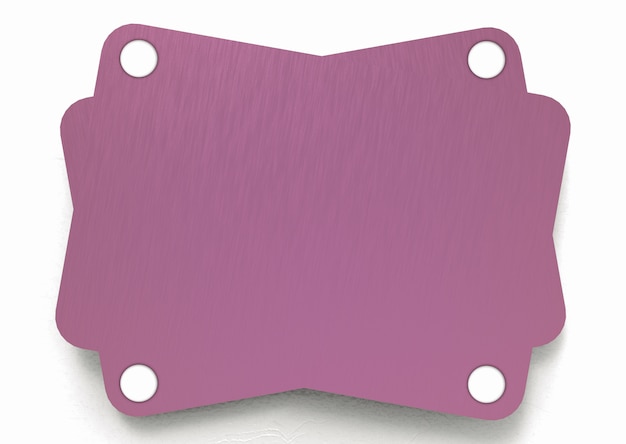 Modern empty pink signboard on white wall background.