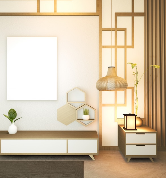 Modern empty room,minimal design japanese style. 