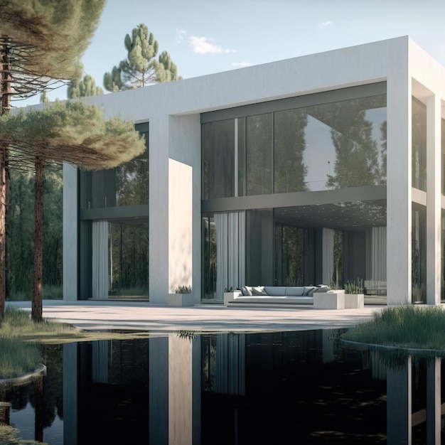 modern en elegant tropisch huis met zwembad luxe villa generatieve ai