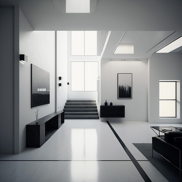 Modern en minimalistisch interieurontwerp van het huis