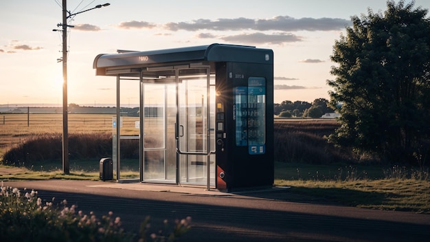 Modern en schoon bushokje in landelijk gebied overdag