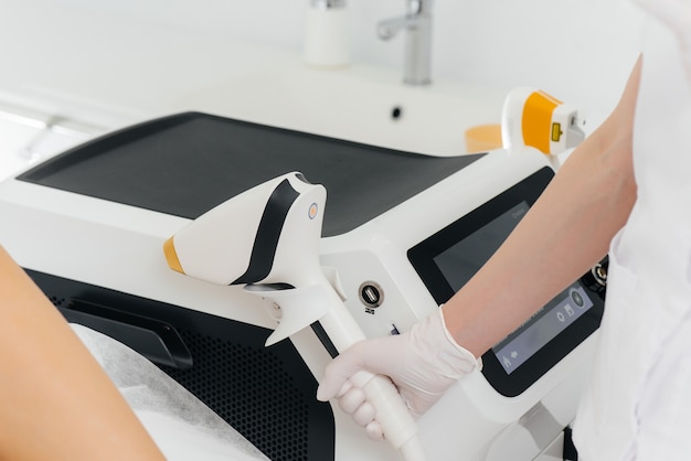 Modern equipment for laser hair removal and hair removal in a beauty salon. Beauty salon and cosmetology.