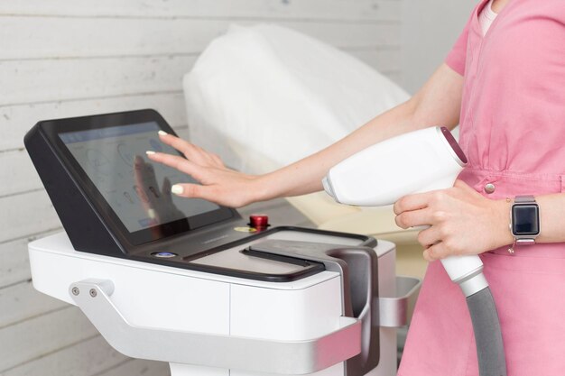 modern equipment for laser hair removal and hair removal in a beauty salon beauty salon and cosmetology