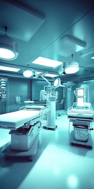 Modern equipment in operating room Medical devices for neurosurgery AI Generative