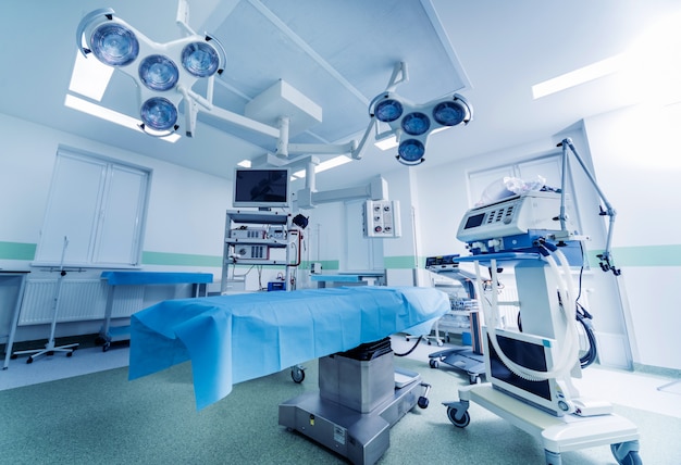 Modern equipment in operating room. Medical devices for neurosurgery.