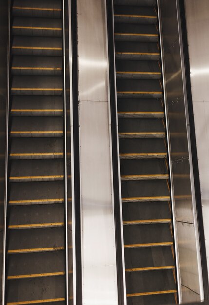 Modern escalator going up and down. subway