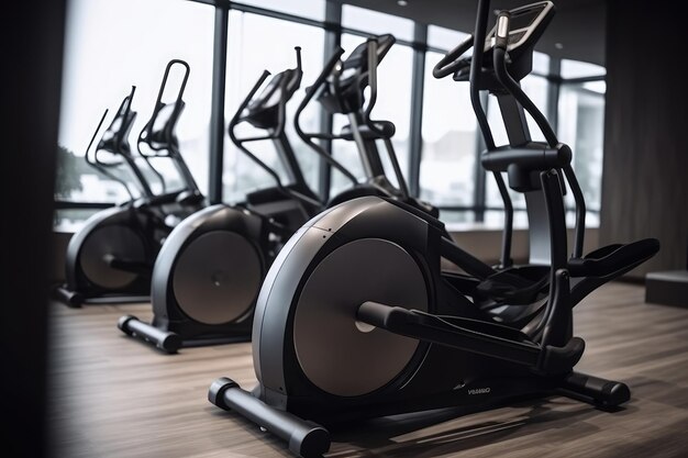 Modern exercise equipment in the new gym