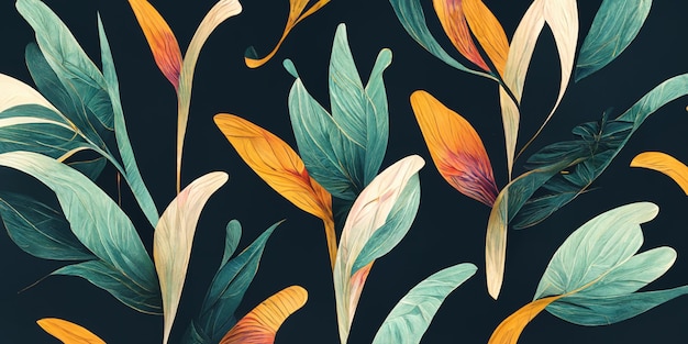 Modern exotic floral jungle pattern. Collage contemporary seamless pattern. Hand drawn.