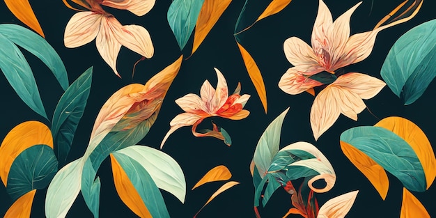 Modern exotic floral jungle pattern. Collage contemporary seamless pattern.