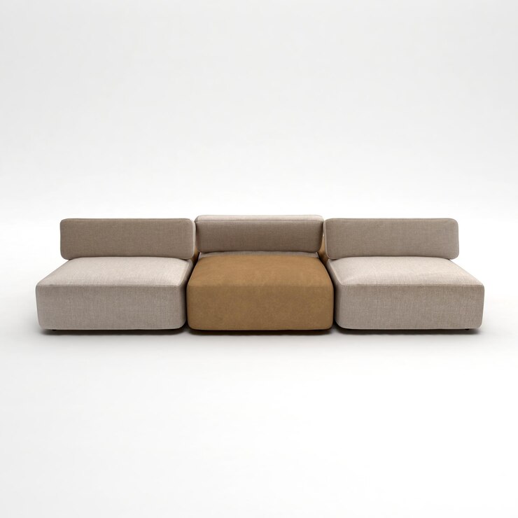 Modern fabric Couch for modern room interior Comfortable sofa on white background 3d Rendering