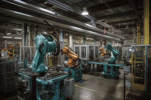 Photo modern factory automation and harmonious movement in production generative ia