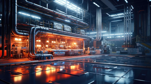 Modern factory with hightech machines