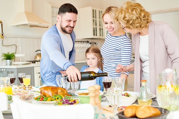 Modern  Family Setting Dinner Table for Party