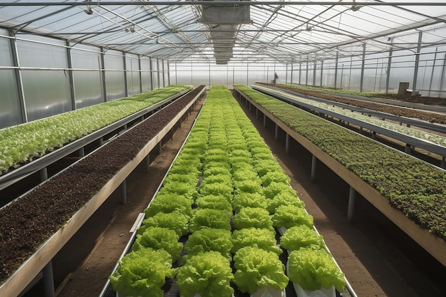 現代の農場の緑の野菜の植栽