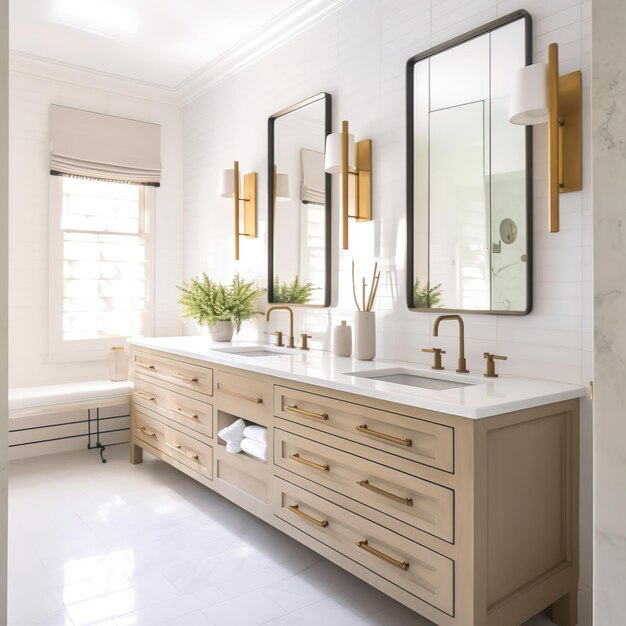 Photo modern farmhouse bathroom