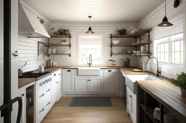 A modern farmhouse kitchen concept