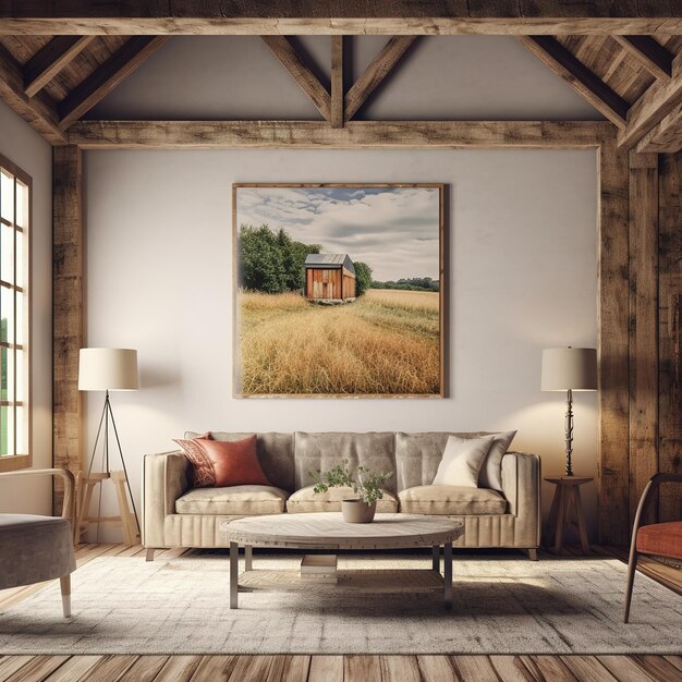 Photo modern farmhouse living room