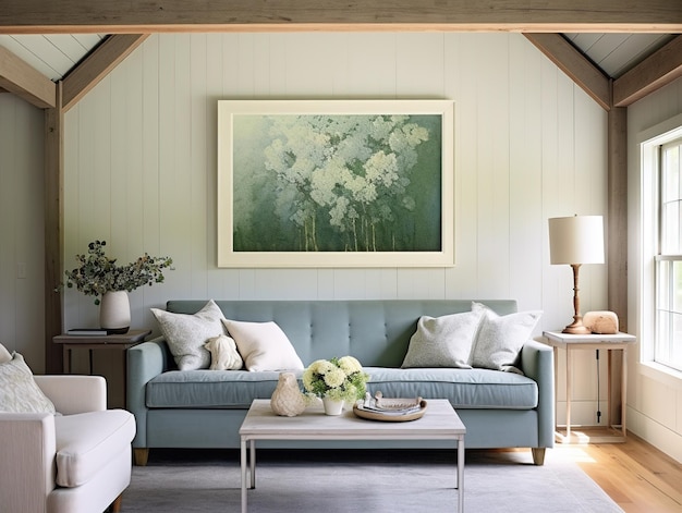 Photo modern farmhouse living room