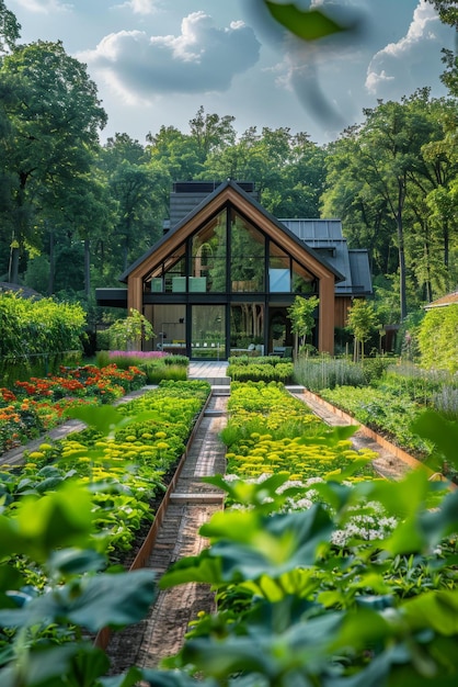 Фото modern farmhouse with garden