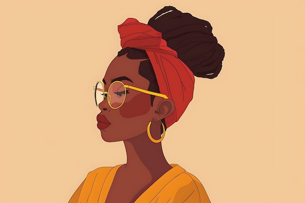 Modern fashionable black woman in elegant art style