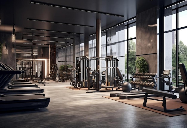 modern and fashionable sports gym 3d rendering