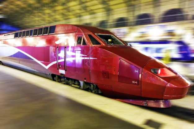 Modern Fast Passenger Train. Motion  effect.