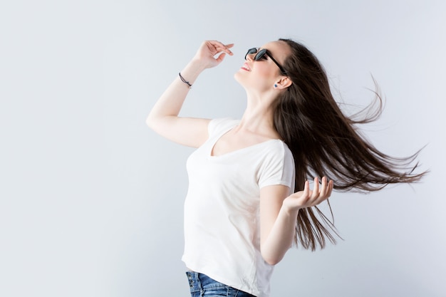 Modern female hair in wind