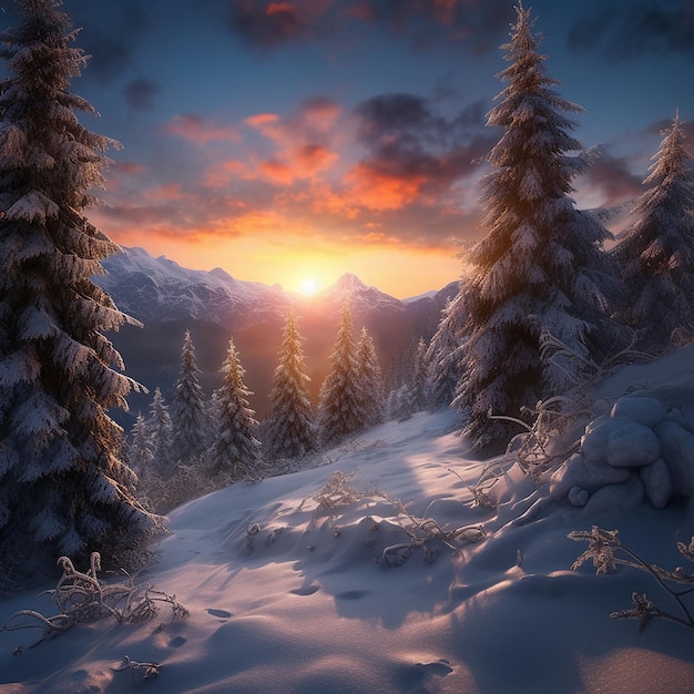 Современные праздничные реалистичные изображения зимнего солнцестояния Generative AI