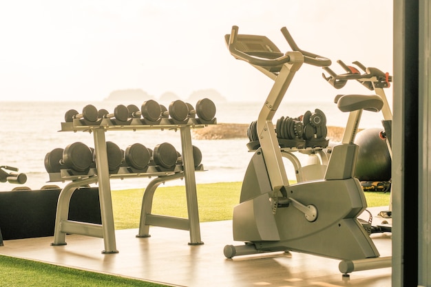 Modern fitness gym on the beach