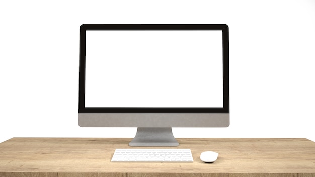 Modern flat screen computer monitor. Computer display isolated on white background. 