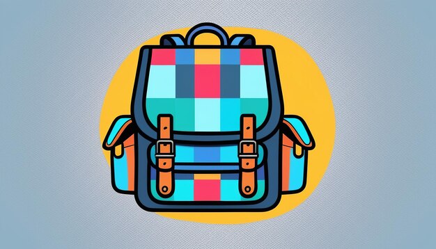 Photo modern flat style vector of tech backpack with check pattern