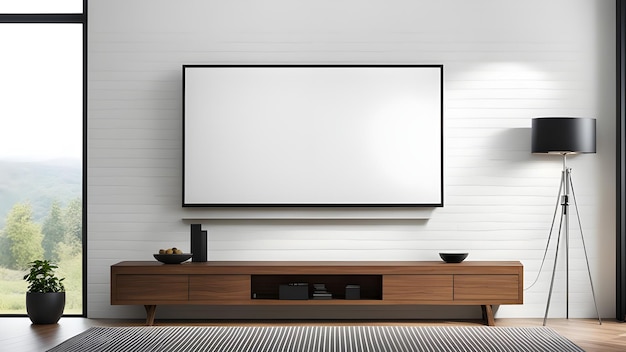 Modern flatscreen tv vooraanzicht minimalisme huis