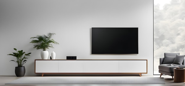 Modern flatscreen tv vooraanzicht minimalisme huis