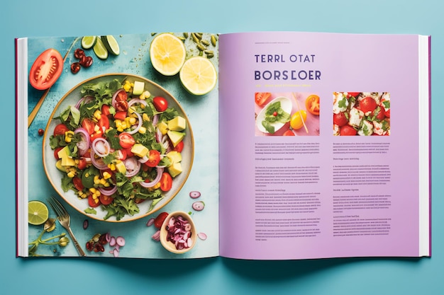 Photo modern flavor recipe magazine cookbook template spread