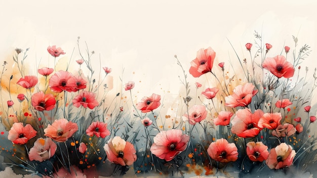 Modern floral background watercolor painting