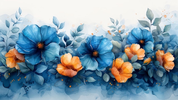 Modern floral background with watercolor painting