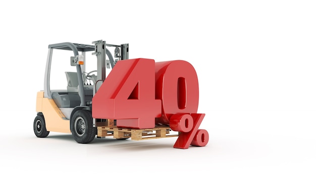 Photo modern forklift truck with 40 percent