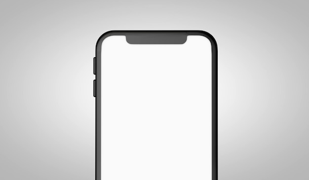 Modern frameless smartphone 3D mock up with blank white screen 3D Rendering